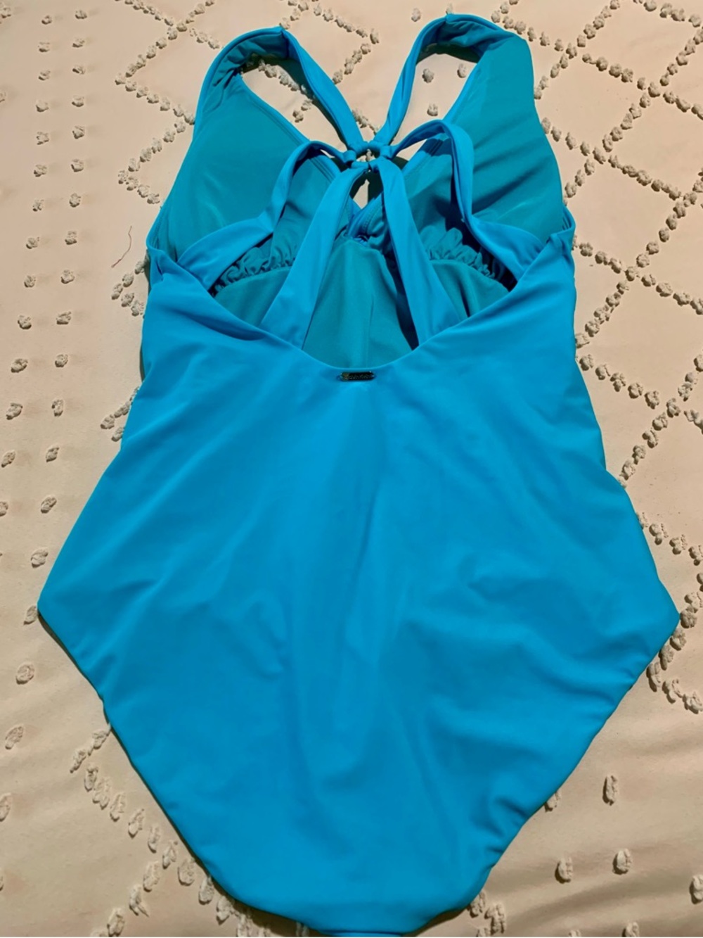 Calvin Klein Bright Turquoise One-Piece Swimsuit with Twist Front - Picture 3 of 7